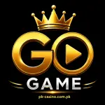 GO Game logo with a black background and gold logo style.