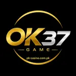 OK37 Game logo with a black background and premium gold text.