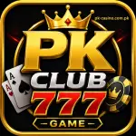 PKCLUB777 Game logo with a black background and gold premium design.