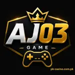 AJ03 Game logo with a black and gold gaming design